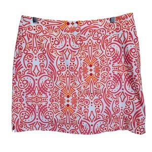 Adidas Womens Golf Skort Size 8 Athletic Performance Pink Orange Abstract Tennis